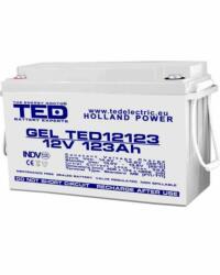 TED Electric Acumulator AGM VRLA 12V 123A GEL Deep Cycle, F11 M8, TED003508 (TED003508)