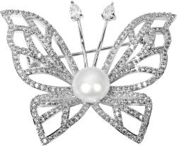 JwL Luxury Pearls Broșă Fluture cu perlă reală și cristale JL0507