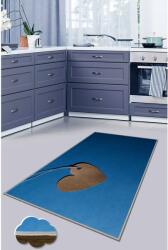 Oyo home Heart konyhaszőnyeg, 80x200 cm, poliészter, digitális nyomtatás, csúszásmentes, kék/barna (WOOKECE194_80x200)