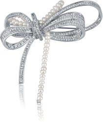 JwL Luxury Pearls Broșă de lux pentru femei cu mărgele 2in1 Fundă JL0666