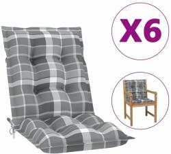 vidaXL Perne scaun cu spătar, gri carouri, 6 buc. , 100x50x7 cm, textil (314322)