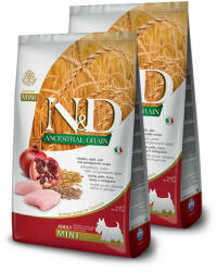N&D Ancestral Grain Dog csirke, tönköly, zab&gránátalma adult mini 2x2, 5kg
