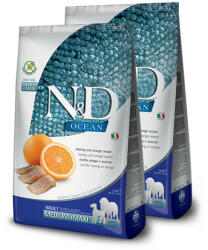 N&D Ocean Dog hering & narancs adult medium & maxi 2x2, 5kg