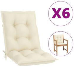 vidaXL Perne scaun cu spătar mic, 6 buc. , crem, 100x50x7 cm, textil (314286)