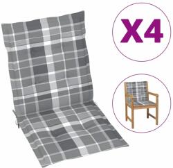 vidaXL Perne cu spătar, gri carouri, 4 buc. , 100x50x3cm, textil Oxford (314156)