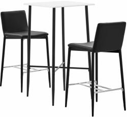vidaXL Set mobilier de bar, 3 piese, negru, piele ecologică (279984)