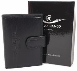 Corvo Bianco álló, nyelves, fekete bőr kártyatartó CBS808/T - minosegitaska