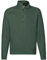 Fruit of the Loom Férfi Pulóver Hosszú ujjú Fruit of the Loom Zip Neck Raglansweat - M, Sötétzöld