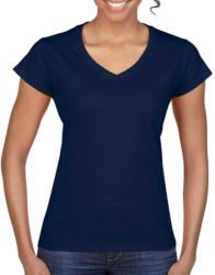 Gildan Női póló Csapott ujjú Gildan Ladies Softstyle V-Neck T-Shirt - M, Sötétkék (navy)