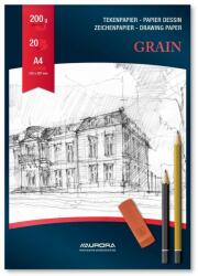 Aurora Bloc desen A4, 20 file - 200g/mp, AURORA Grain - carton alb (BL11)