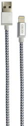 Grixx Cablu date GRIXX - 8-pin to USB Apple MFI License, impletit, lungime 1m - gri/alb (GRCA8PINFMC101) - pcone