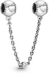 Pandora Moments dombornyomott szívek ezüst biztonsági lánc - 796457CZ-04 (796457CZ-04)