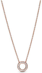 Pandora Logó pavé rozé arany nyaklánc és medál - 387436C01-45 (387436C01-45)