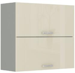 TEMPO KONDELA Felsőszekrény, bézs magasfényű/szürke, PRADO 80 GU-72 - kondela