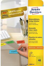 AVERY Etikett címke, 45, 7 x21, 2mm, univerzális visszaszedhető, 48 címke/ív, 20 ív/doboz, Avery sárga (L6041-20) - tintasziget
