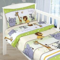 Bellatex Lenjerie de pat din bumbac, pentru copii, AgataSafari, verde, 90 x 135 cm, 45 x 60 cm