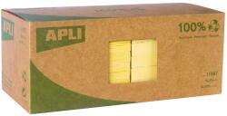 APLI Öntapadó jegyzettömb, 75x75 mm, 100 lap, újrahasznosított, APLI Classic , sárga (11987) - irodaszerbolt