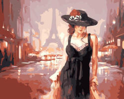 Pictorul Fericit Lady in Paris - Pictură pe numere Panza pictura
