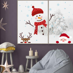 Walplus Sticker Peeking Santa, Rudolph and Snowman Christmas