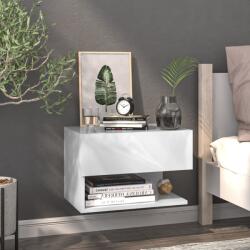 vidaXL Noptieră de perete, alb extralucios, lemn prelucrat (810965) - comfy