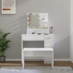 vidaXL Set de măsuță de toaletă cu LED, alb extralucios lemn prelucrat (3114119) - comfy