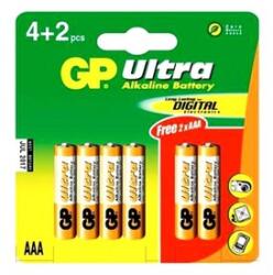 GP Batteries Ultra AAA mikro elem 6 darabos készlet (24AU Ultra 4+2)