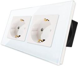 Luxion Priza Dubla cu Rama din Sticla LUXION (LX-2MP010G-W) - evomag