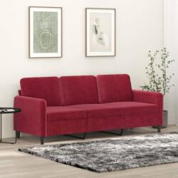 vidaXL Canapea cu 3 locuri, roșu vin, 180 cm, material catifea (349057) Canapea