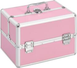 vidaXL Geantă de cosmetice, roz, 22 x 30 x 21 cm, aluminiu (91830) - vidaxl