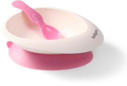  BabyOno tányér - tapadó aljú, kanállal rószaszín 1077/02 - babycenter-online