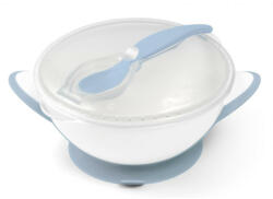 BabyOno tányér - tapadó aljú, fedeles, kanállal kék 1063/05 - babamarket