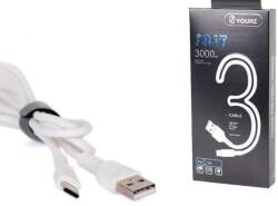 Royal Кабел Royal YOURZ-168/3 0468, от USB Type A(м) към USB Type C(м) 3m, бял (21015045)