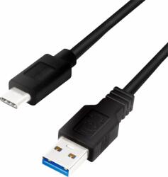 LogiLink USB 3.2 Gen1 Type-A apa - USB-C apa Adat- és töltőkábel 1m - Fekete (CU0168)