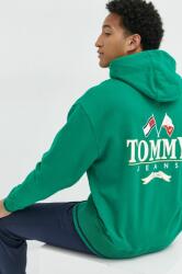Tommy Hilfiger hanorac de bumbac barbati, culoarea verde, cu glugă, cu imprimeu 9BYY-BLM1GG_76X