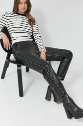 Nissa pantaloni femei, culoarea negru, drept, high waist MBYY-SPD01I_99X