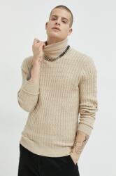 Abercrombie & Fitch pulover din amestec de lana barbati, culoarea bej, light, cu guler 9BYY-SWM0TK_01X