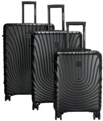Enrico Benetti Calgary fekete 4 kerekű 3 részes bőrönd szett (49017001-03)