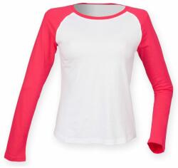 SF (Skinnifit) Hosszú ujjú kétszínű női póló - Fehér / rózsaszín | M (SK271-1000166757)