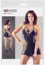 NO: XQSE - oldalhálós, nyakpántos ruha tangával - fekete (S-L) - erotikashow