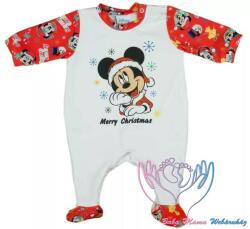 Hosszú ujjú pamut karácsonyi rugdalózó Mickey egér mintával - Fehér/piros (62)