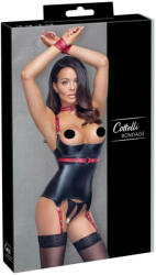 Cottelli Collection Bondage - Fényes, mellemelős felső nyakörvvel (fekete) (26328701021) - sexshopcenter