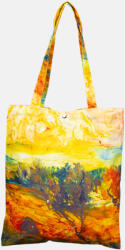 SHOPIKA Geanta shopper din material textil satinat, cu imprimeu inspirat din pictura a lui Vincent Van Gogh