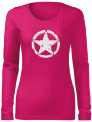 DRAGOWA Slim tricou de damă cu mânecă lungă star, roz 160g/m2
