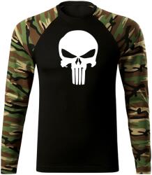 DRAGOWA Fit-T tricou cu mânecă lungă punisher, woodland 160g/m2