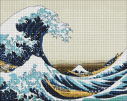 Ideyka Set goblen cu diamante, cu sasiu, Marele val de la Kanagawa - Hokusai, 40x50 cm (AMO7223)