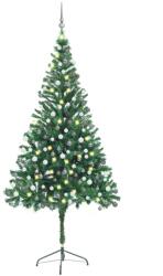 vidaXL Műkarácsonyfa LED fényekkel és gömb szettel 210 cm (3077662)