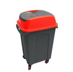 PLANET Hippo Billenős Szelektív hulladékgyűjtő szemetes, műanyag, antracit/piros, 70L (UP238P)