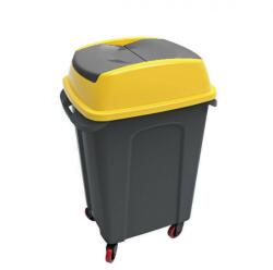 PLANET Hippo Billenős Szelektív hulladékgyűjtő szemetes, műanyag, antracit/sárga, 70L (UP238S)