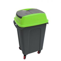 PLANET Hippo Billenős Szelektív hulladékgyűjtő szemetes, műanyag, antracit/zöld, 50L (UP237Z)
