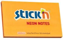 STICK N Öntapadó jegyzettömb STICK`N 76x127mm neon narancs 100 lap - papiriroszerplaza
